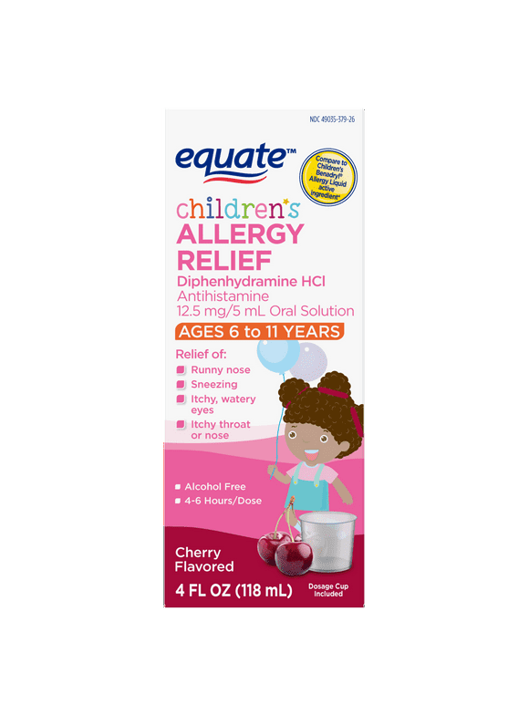 Equate Children's Allergy Relief, Cherry Flavor Liquid, 4 fl oz