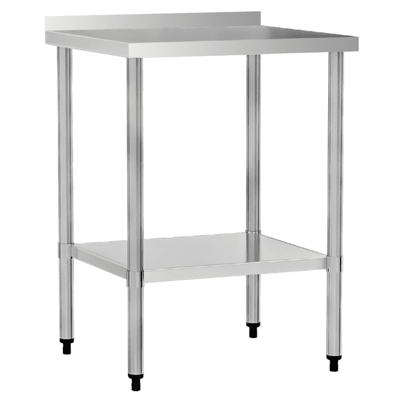 Miekor Furniture 24" x 24" 18-Gauge Stainless Steel Commercial Work Table with 4" Backsplash and Undershelf No.3804