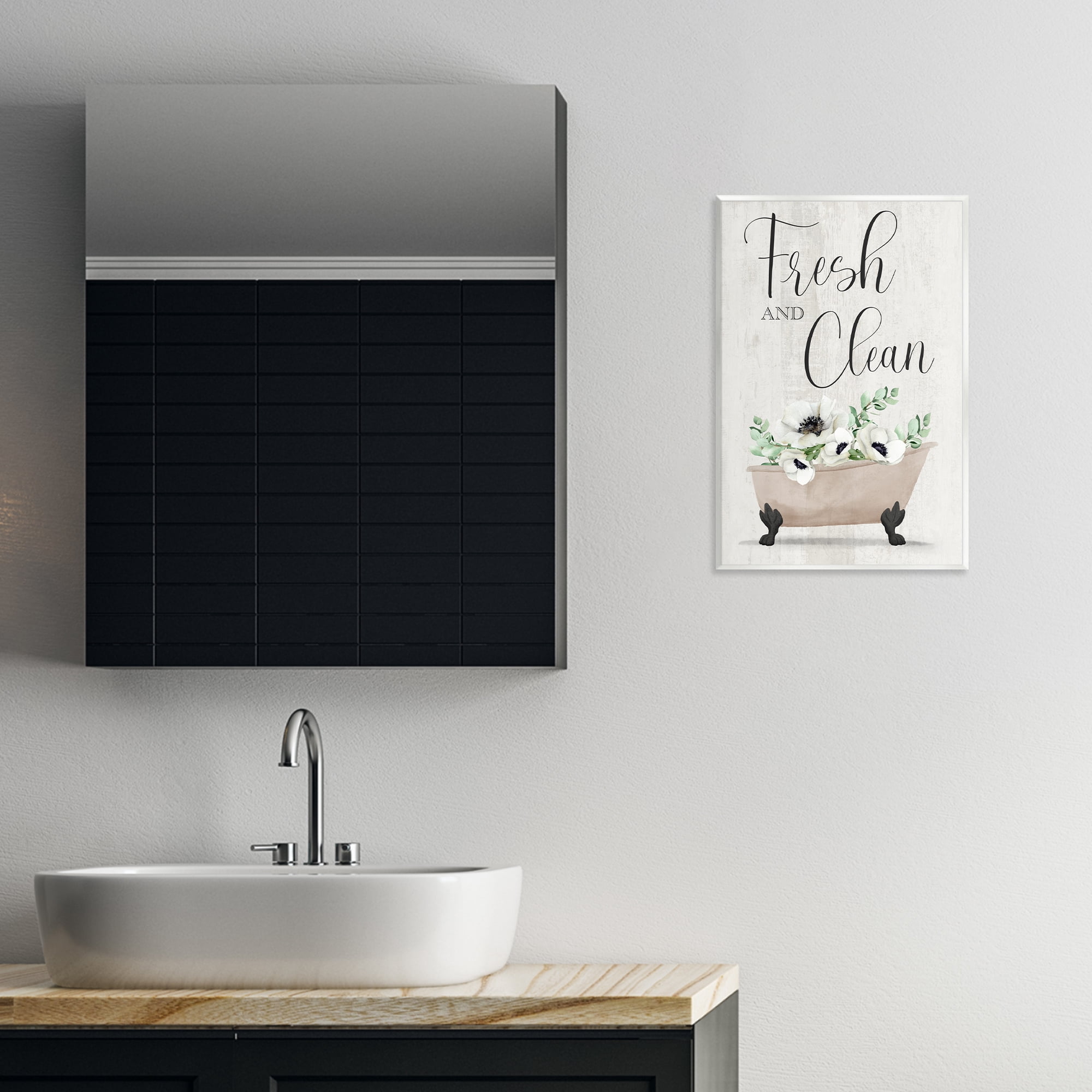 Stupell Industries Fresh & Clean Poppy Tub Bath & Laundry Painting Unframed Art Print Wall Art, 13 x 19