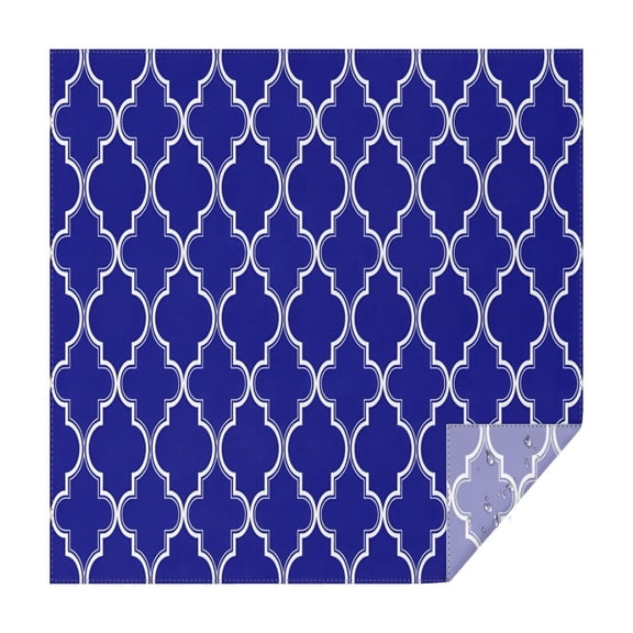 Blue Geometric Quatrefoil Pattern Square Tablecloth,Waterproof Square Table Cover,Wipeable Spillproof Washable Table Cover for Home Kitchen Party Decor 42"X42"(107x107cm)