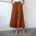 thumbnail image 2 of Women Casual Loose Solid Color Drawstring Elastic Waist Pocket Comfortable Cropped Pants Wide Leg Pants Women Harem Pants Casual High Waist plus Size Sweatpants for Women Stretch Pants for Women Work, 2 of 8