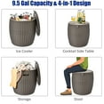 thumbnail image 3 of FASCK 9.5 Gallon Ice Cooler, Wicker Round Ice Chest, Outdoor Beer Wine Ice Bucket, Top Lid Side Handles Drainage Plug, Weather-resistant Patio Cool Bar Table for Cocktail Party Poolside Deck, 3 of 8