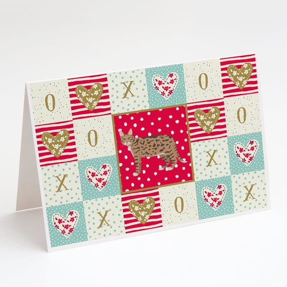 California Spangled #2 Cat Love Greeting Cards and Envelopes Pack of 8