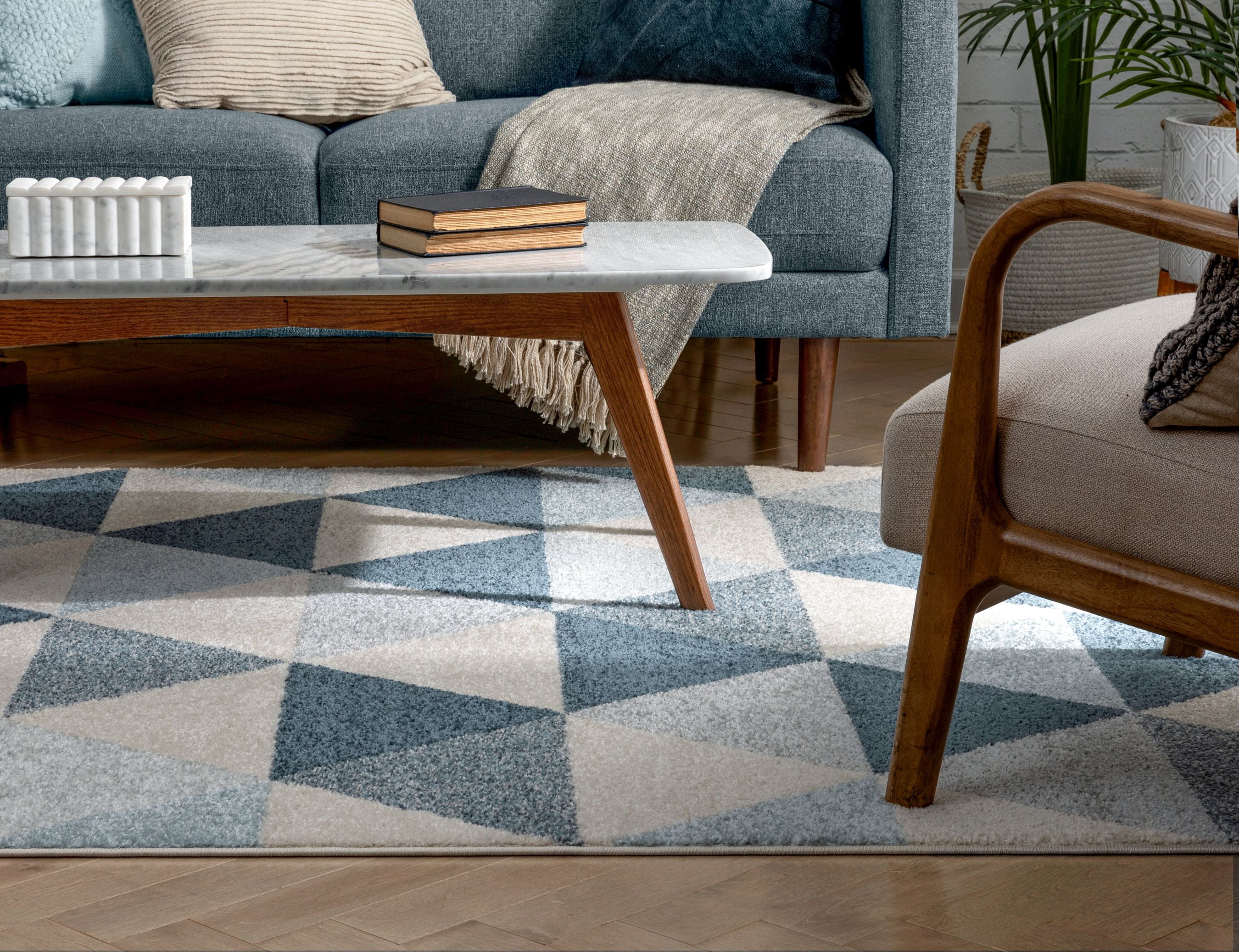 Well Woven Mystic Alvin Mid-Century Modern Geometric Trellis Dark Blue 5'3" x 7'3" Area Rug