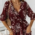 thumbnail image 2 of Baqcunre Fall Dresses For Women 2023 Women'S Summer Floral Printed Dress Casual V Neck Boho Flowy Sun Dresses Long Sleeve Dress Long Sleeve Dress For Women Womens Dresses Red Dress M, 2 of 8