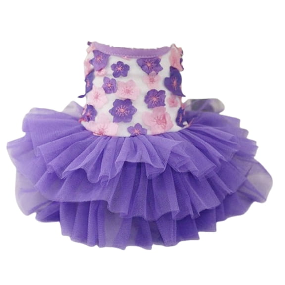 TELOLY Dog Clothes,Charming Look Dog Dress,Versatile Fashion Soft Cotton Fabric Dog Clothes for Small Dogs,Purple,Xs,Chest Girth 11.8In
