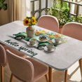 thumbnail image 3 of Hello Spring Table Cloths for 5 Foot Rectangle Tables, Easter Flowers Green Truck Vintage Floral Grey Patio Waterproof Elastic Fitted Tablecloths, Washable Rectangular Table Cover for Camping, 3 of 8