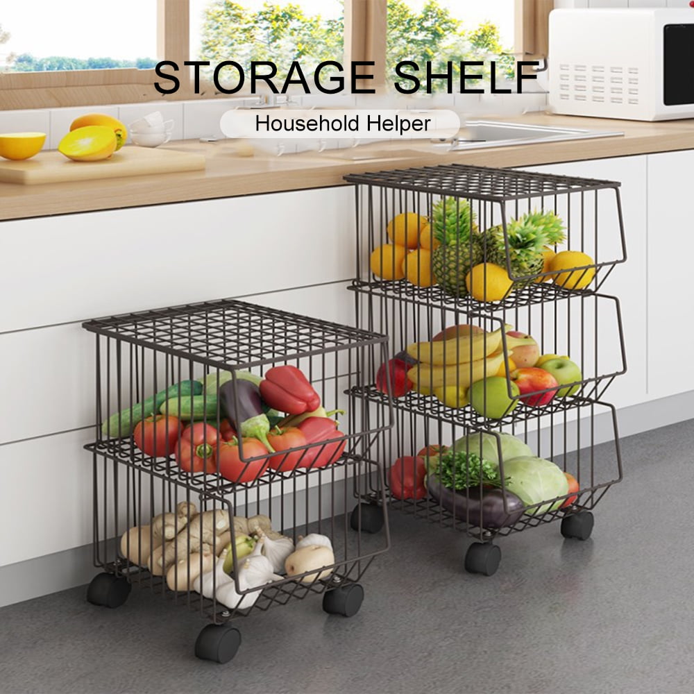 2/3/4/5-Tier Wire Shelving Rolling Iron Storage Shelf ...