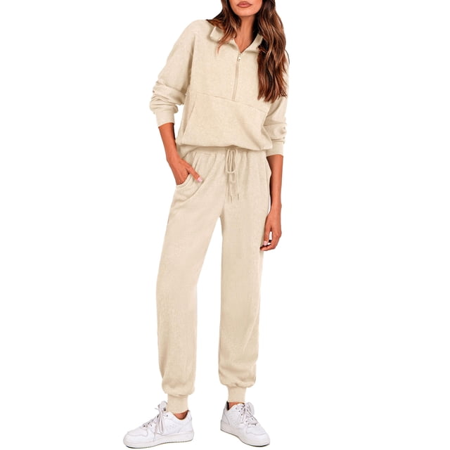 Conjunto Deportivo PRETTYGARDEN para Mujer Otoño 2 Piezas con Sudadera con Cierre XL