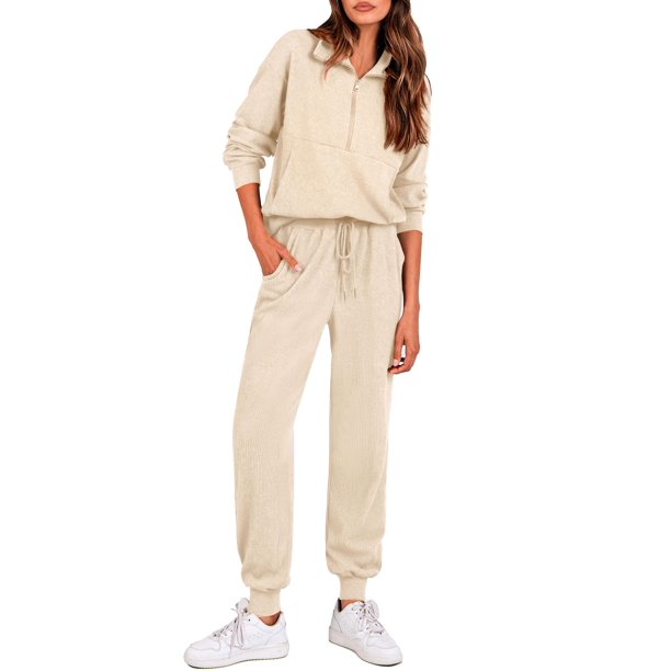 Conjunto Deportivo PRETTYGARDEN para Mujer Otoño 2 Piezas con Sudadera con Cierre XL