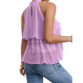 thumbnail image 4 of Women's Layered Ruffle Hem Sleeveless Halter Chiffon Blouse Flowy Tank Tops L, 4 of 10