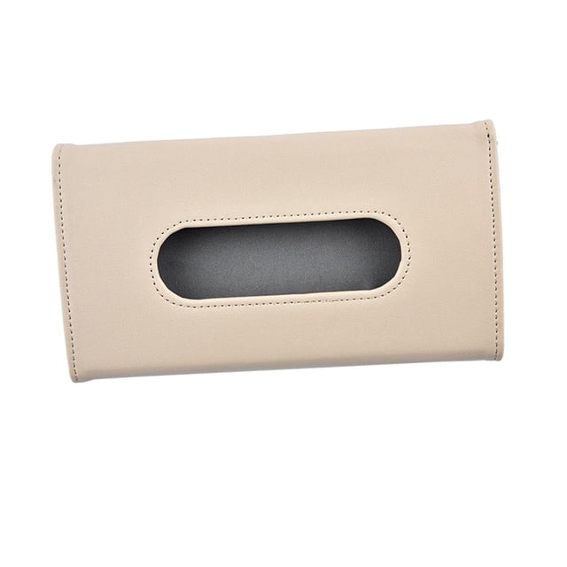 Porta pañuelos para parasol de coche con clip de piel sintética, versátil, duradero y de terciopelo suave. Beige