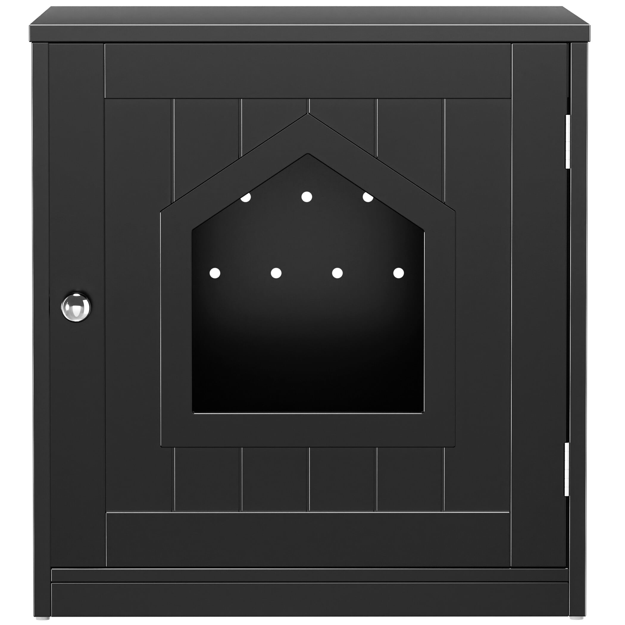 HomGarden 20'' Black Cat Washroom Pet House Hidden Litter Box Enclosure & MDF Side Table