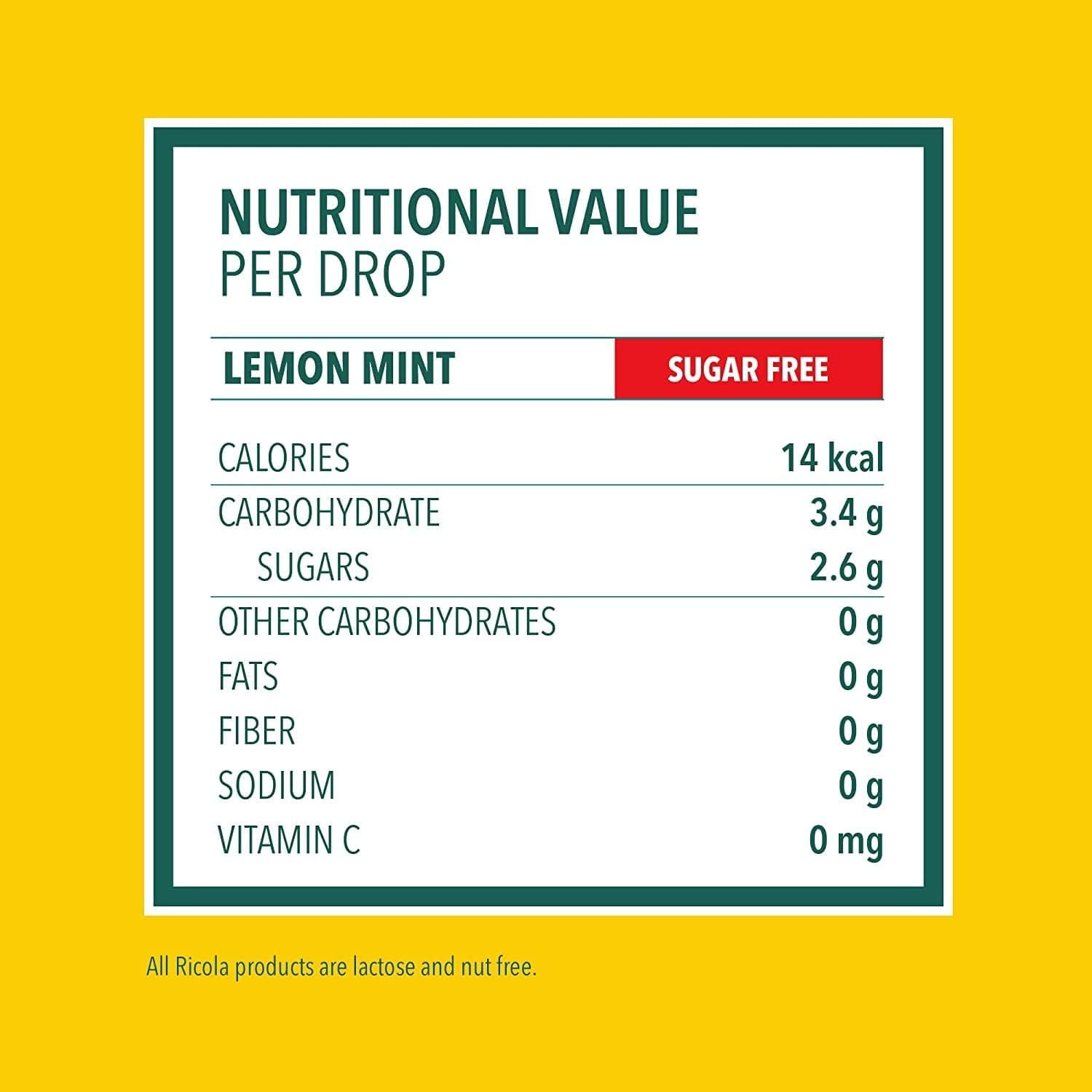 Ricola - Cough Drop Sugar Free Lemon Mint - Case Of 8-19 Ct