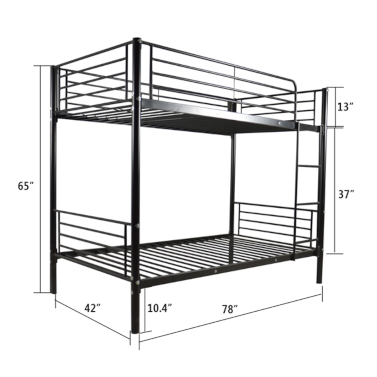 Alvantor Heavy Duty Twin Metal Bunk Bed with Safety Guard Rails & Ladder for Kids, Teens, Adults