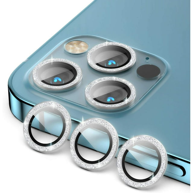 IBAOLE IBAOLE Lens Protector Compatible with iPhone 12 Pro Max (6.7”), Ultra Thin HD Clear Premium Tempered Glass with Aluminum Alloy Lens Ring Film Cover, Anti-Scratch Case FriendlySilverBling