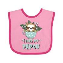 Inktastic Teacup Raccoon I Love My Papou Boys or Girls Baby Bib