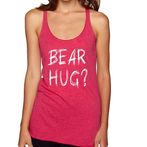 Bear Hug Lover | Womens Animal Lover Premium Tri-Blend Racerback Tank Top, Shocking Pink, Small