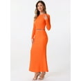 thumbnail image 3 of DARING DIVA Women's 2 Pieces Crop Top High Waist Mermaid Maxi Skirt Set XS Orange, 3 of 6