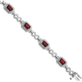 thumbnail image 3 of 925 Sterling Silver Diamond Red Garnet Chain Tennis Charm Bracelet, 3 of 6
