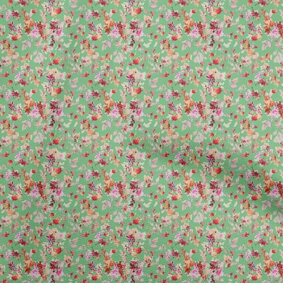 oneOone Polyester Spandex Sea Green Fabric Abstract Floral Quilting Supplies Print Sewing Fabric By The Yard 56 Inch Wide