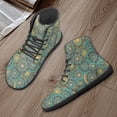 thumbnail image 4 of POLERO Green Gold Bohemian Flower Walking Sneaker for Men Women PU Leather Walking Shoe Athletic Running Cycling Flat Shoes Travel Training Business Walking Hiking Sneakers, 4 of 7