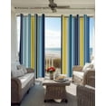 thumbnail image 2 of Blue Yellow Colorful Stripes Blackout Curtains for Bedroom Living Room, Summer Classic Stripes 63 In Long Thermal Insulated Room Darkening Drapes Grommet Window Treatments, 52 x 63 In, 2 of 9
