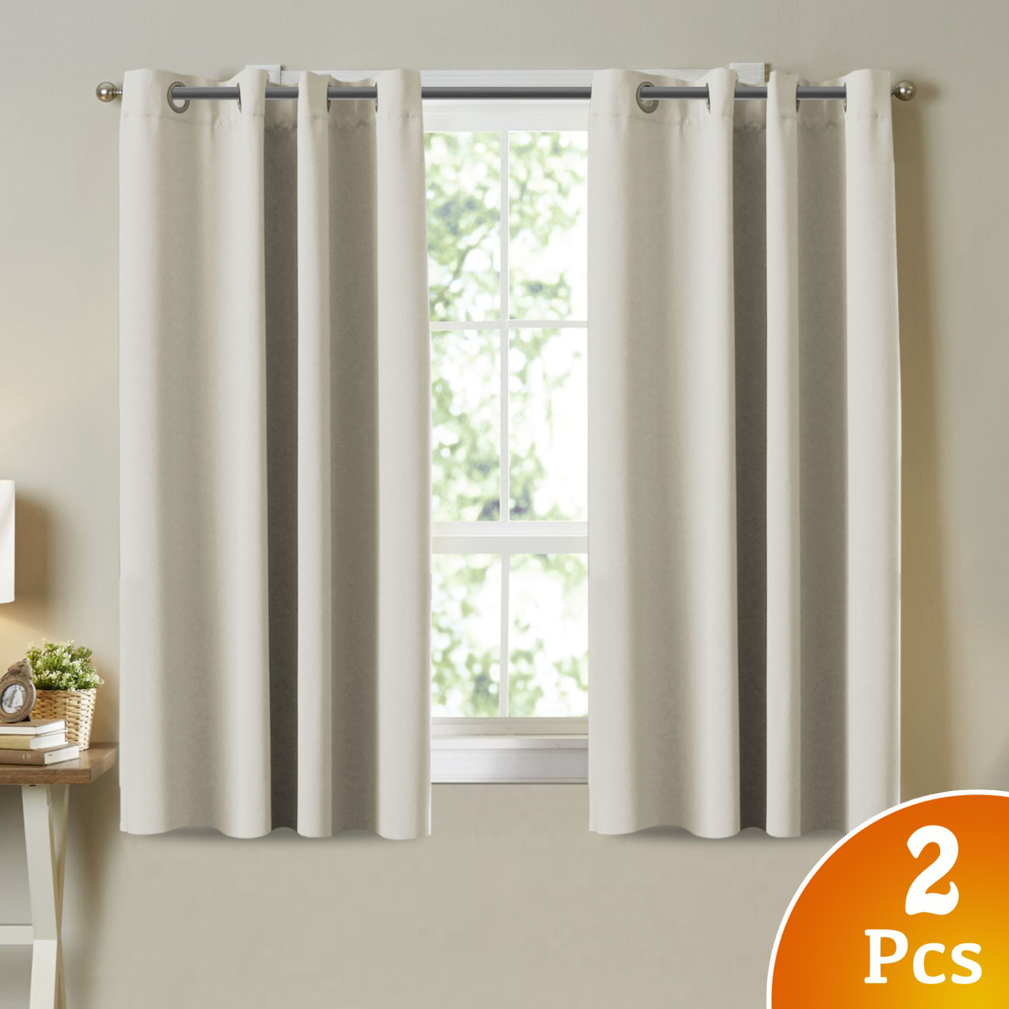 Room Darkening Curtains for Bedroom Beige Curtains 63 Inch Length