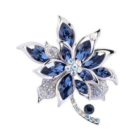 HUANLEDASH Flower Brooch Rhinestone Decor Hollow Out Formal Suit Coat Collar Hat Scarf Clothes Pin Prom Party Garment Jewelry.