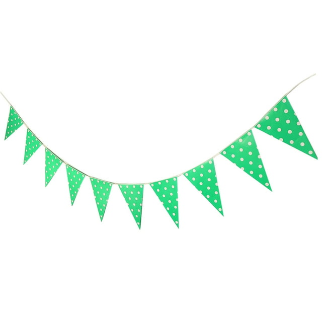 MERIGLARE Point Triangle Paper 10 Flags String Banner Pennant Decoration , New Green