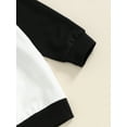 thumbnail image 6 of FEORJGP Little Boy 2 Pcs Football Outfits 6M 12M 18M 2T 3T 4T Toddler Baby Long Sleeve Sweatshirts Contrast Color Pullovers Round Neck Tops and Pants sual Comfy Daily Clothes for Spring Fall, 6 of 8