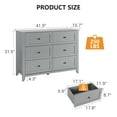 thumbnail image 2 of Homhougo Dresser for Bedroom 6 Drawer Gray, Wood Organizer Storage Cabinet with Round Handle, Chest of Drawers for Closet, Living Room, Hallway, Nursery, Kids Bedroom, 2 of 10