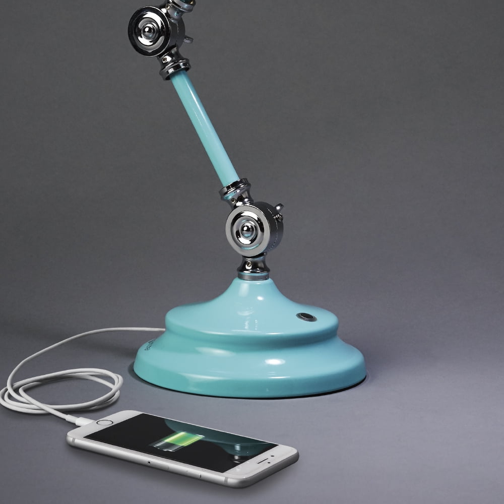 OttLite Wellness Series® Revive LED Desk Lamp with USB Charging Port, Turquoise, Metal