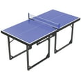 thumbnail image 1 of Soozier Table de Tennis de Table Compacte 6x3ft de Taille Moyenne Table de Ping-pong Familiale Multi-Usage Autoportante Pliante Bleu, 1 of 10