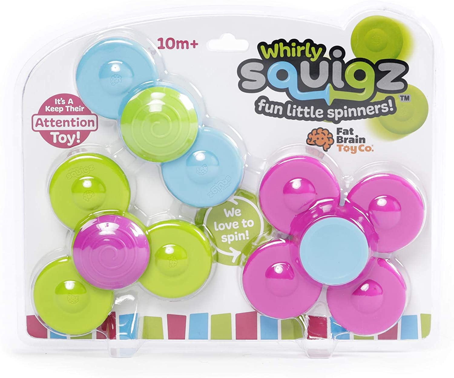 Fat Brain Toys Whirly Squigz, Silicone Spinners and Suction Toys