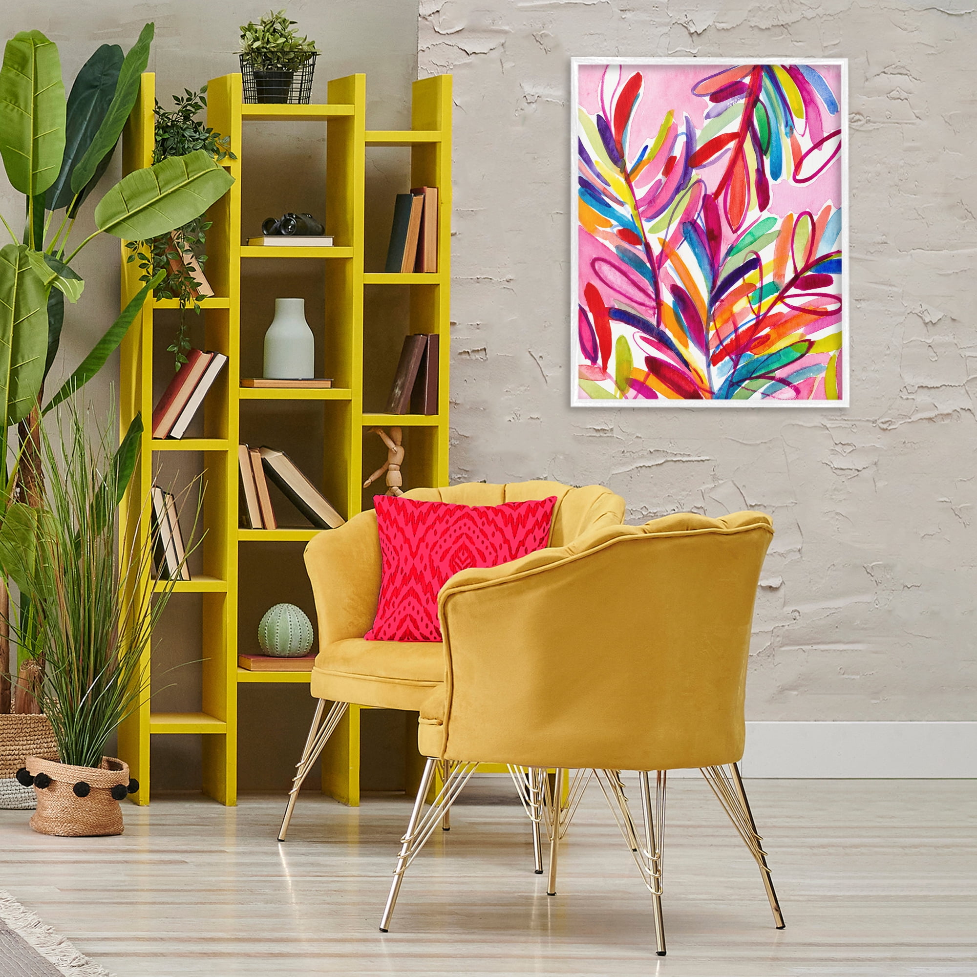 Stupell Industries Bold Tropical Leaves Botanical & Floral Painting White Framed Art Print Wall Art, 24 x 30
