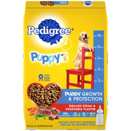 Pedigree Puppy Growth & Protection Dry Dog Food, Grilled Steak & Vegetable Flavor, 16.3 lb.
