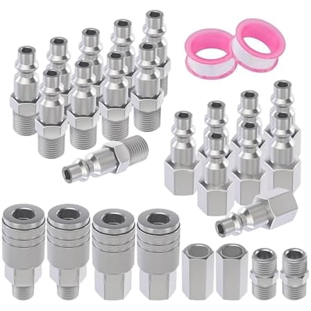 Air Coupler & Plug Kit,28 Pieces 1/4" NPT Air Tool Fittings Set,Quick Connect Air Hose Fittings Air Compressor Accessories