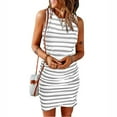 thumbnail image 2 of Luxalzxs T Shirt Tank Dress for Women Striped Print Round Neck Sleeveless Tank Top Mini Dress Plus Size Slim Fit Summer Dresses Midi Length Casual Dresses, 2 of 5