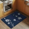 thumbnail image 3 of Navy Blue White Floral Bathroom Mats 2x3 FT, Non Slip Small Kitchen Mat, Abstract Art Summer Botanical Washable Soft Backed Front Door Throw Rugs Non-Shedding Indoor Outdoor Doormat for Entryway Sink, 3 of 8