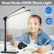 Adjustable Foldable Desk Lamp for Home Office,Double Swing Arm Bright LED Desk Light,Eye-Caring Architect Task Lamp,Touch Control Desktop Lamp Dimmable Table Desk Light for Work/Study/Craft
