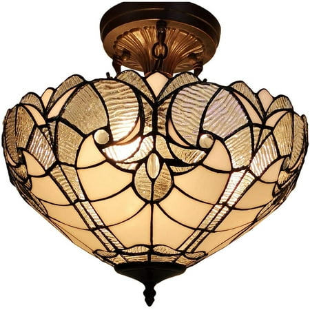 

Tiffany Style 2 Light Vintage Semi-Flush Ceiling Lamp - 16 Wide