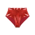 thumbnail image 6 of Kaerm Women's Metallic Dance Festival Rave Bottoms Metallic High Waisted Booty Shorts Red M, 6 of 7