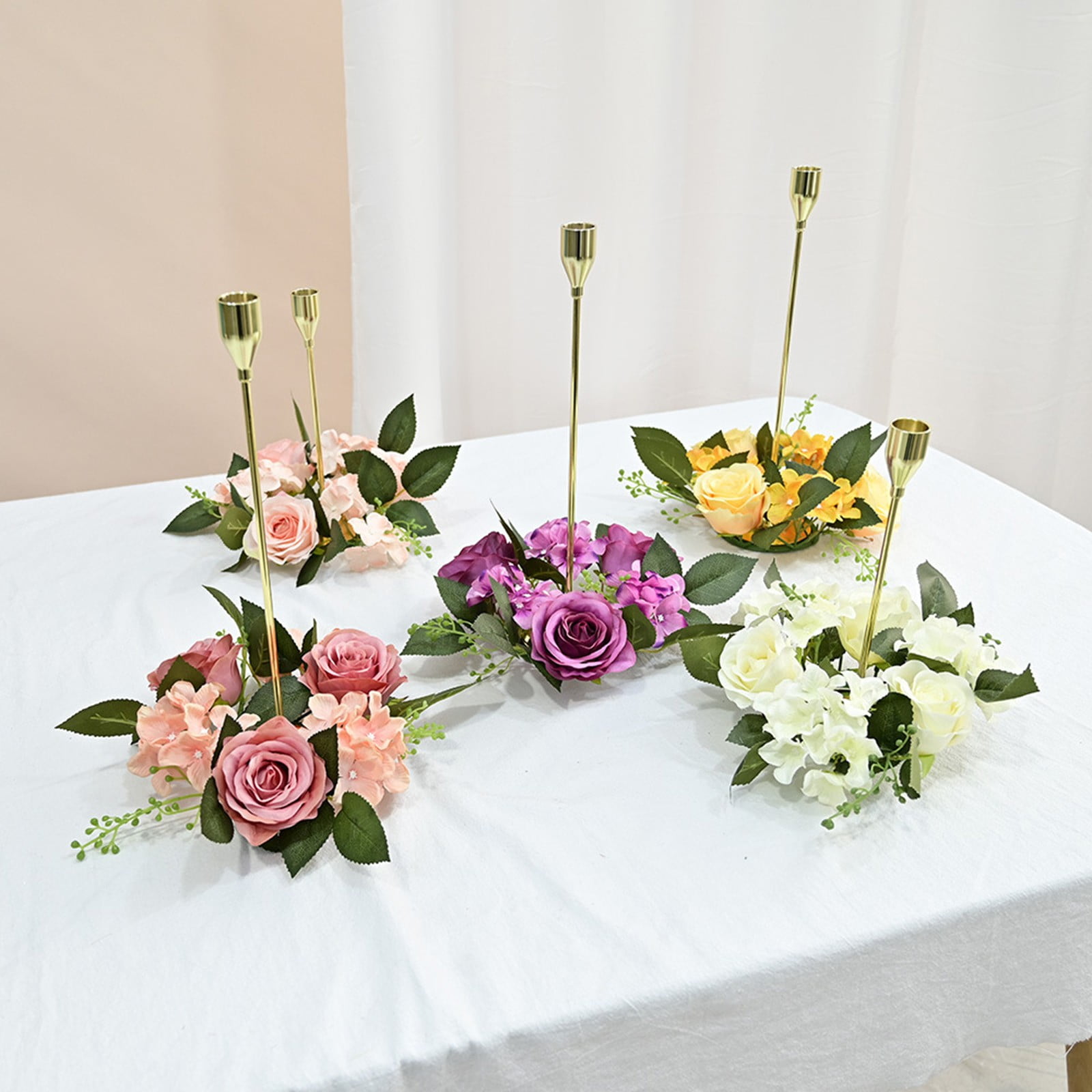 Artificial Flowers - Household Imitation Clearance! FNGZ Artificial Flower 1Pc A, Simulation Rose Wreath 20Cm Candlestick Wreath Christmas Decoration Window Prop Table Wedding Decoration Flowers