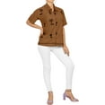 thumbnail image 4 of HAPPY BAY Women's Casual Hawaiian Short Sleeve Blouse Shirt Solid Blouses Dress Tops Tee Button Down Shirts for Women L plus-size Brown, Embroidery, 4 of 5