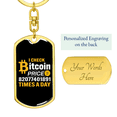 thumbnail image 3 of Bitcoin Price Crypto Stainless Steel or 18k Gold Premium Swivel Dog Tag Keychain, 3 of 8