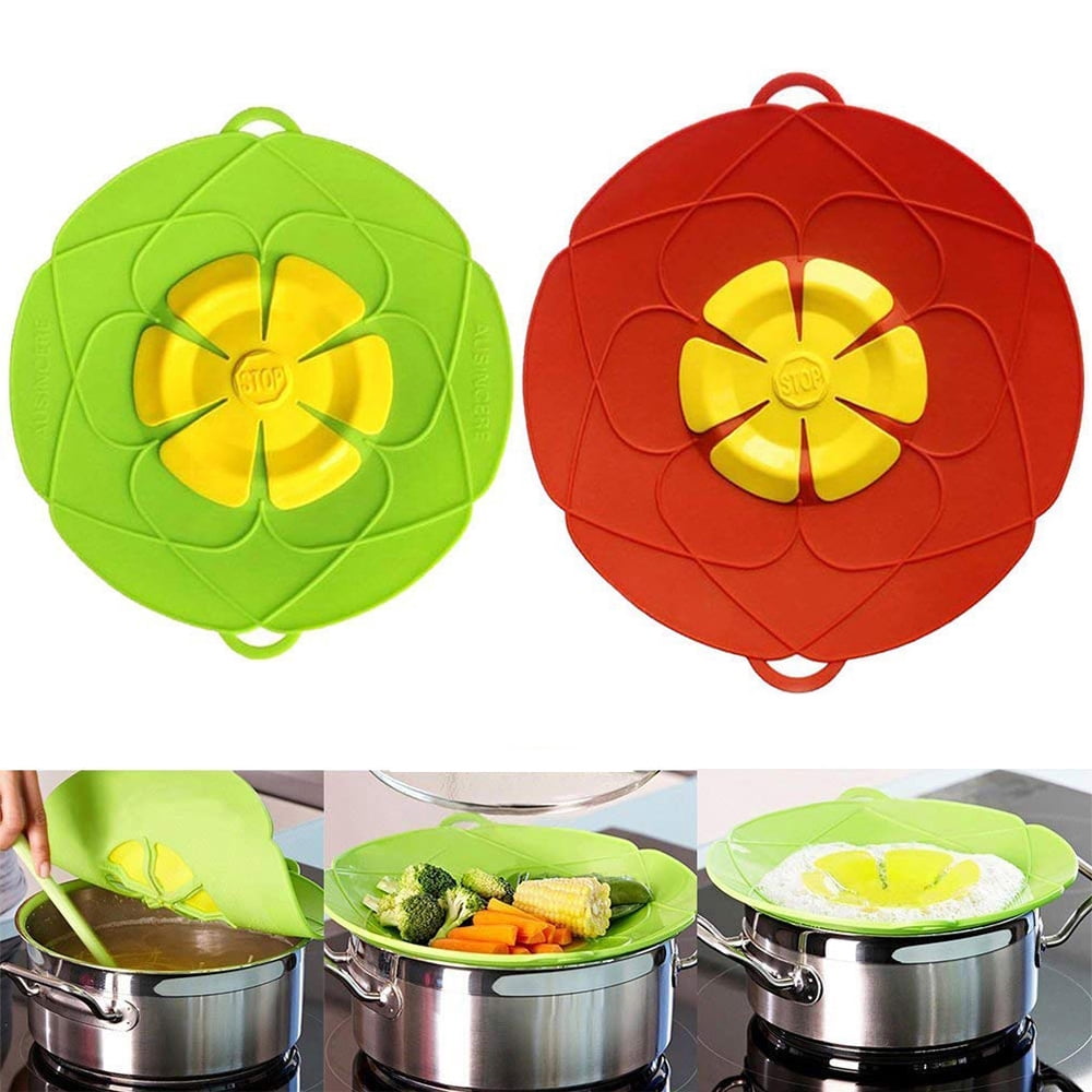 2pcs Spill Stopper Lid Cover, Boil Over Safeguard, Silicone Spill