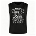thumbnail image 4 of Venzia Men's Country Music And Beer That's Why I'm Here Sleeveless Tank Top Graphic Muscle Shirt, 4 of 5