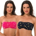 thumbnail image 4 of Women's Cotton Bandeau Wirefree Strapless Bra Crop Tube Top-2 Multi-Color Pack-RED,NAVY-S:32A 32B 32C 34A 34B, 4 of 7