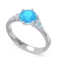 thumbnail image 2 of Diamond-Capitals 2.15 Carat Unique Round Cut Blue Topaz & Aquamarine Gemstone Bridal Ring for Women 14K White Gold Size 6, 2 of 7